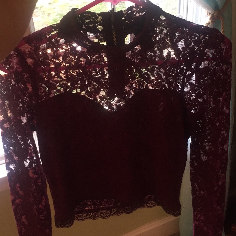 Maroon laced long sleeve